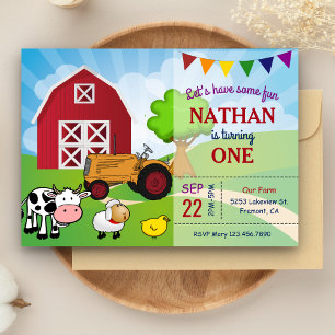 Farm Animals   Barnyard Birthday Party Invitation