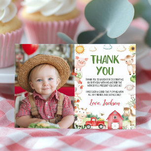 Farm Animals Barnyard Birthday Photo Thank You Card
