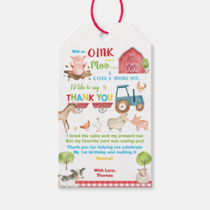 Farm Animals Barnyard Birthday Thank You Favour Gift Tags