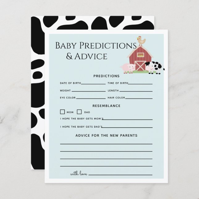 Farm Animals Barnyard Bl Baby Predictions & Advice (Front/Back)