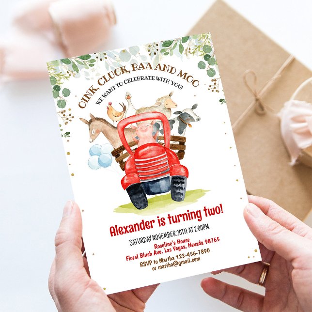 Farm Animals Barnyard Boy Barn Party Farm Birthday Invitation (Creator Uploaded)