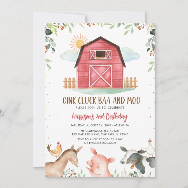 Farm Animals Barnyard Boy Birthday Invitation (Front)