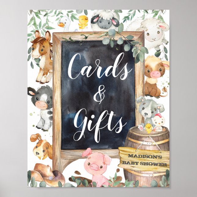 Farm Animals Barnyard Greenery Cards and Gifts  Poster (Front)