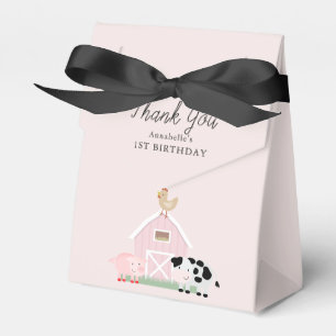 Farm Animals Barnyard Pink Girl Birthday Favor Box