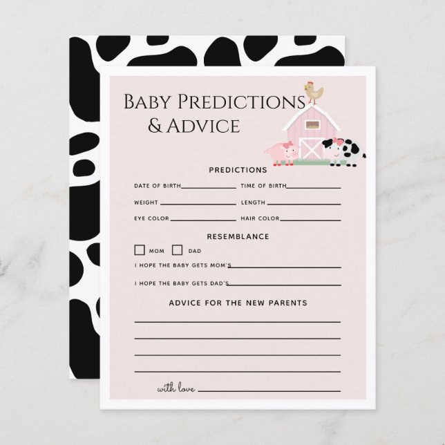 Farm Animals Barnyard Pk Baby Predictions & Advice (Front/Back)