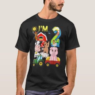 Farm Animals Barnyard Tractor 2nd Birthday Im 2 Ye T-Shirt