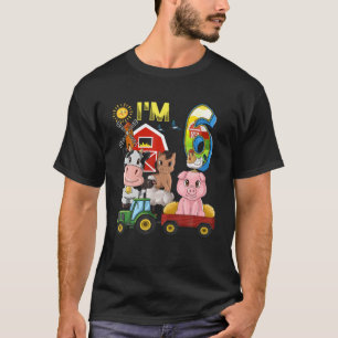 Farm Animals Barnyard Tractor 6Th Birthday I'm 6 Y T-Shirt
