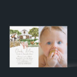 Farm Animals Barnyard W/C Photo 1st Birthday Invitation<br><div class="desc">This cute "oink, moo, cock-a-doodle do" gender-neutral 1st/first birthday party invitation features a pig, chickens(a rooster, hen, and chick), and cow/calf with a white barn in watercolor. The reverse side features a white background with beige/tan gingham/buffalo check/plaid patterns. Personalize for your needs. You can find matching products at my store....</div>