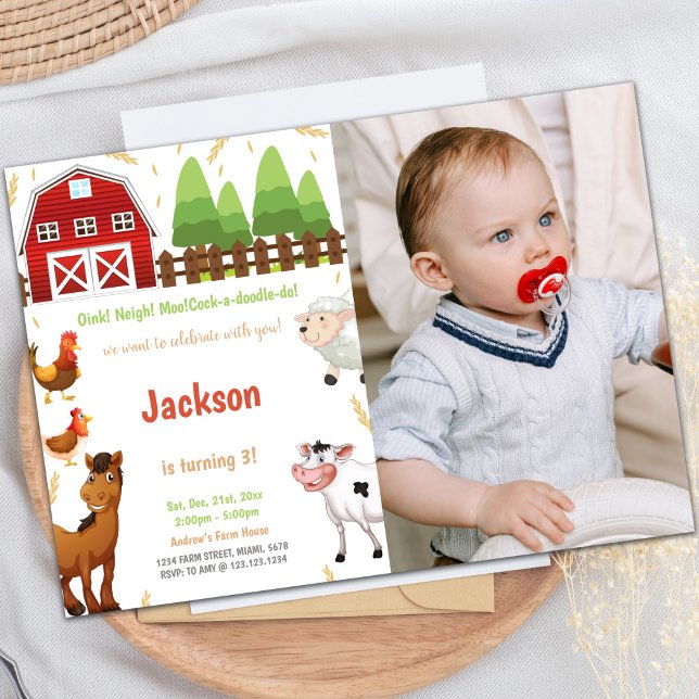 Farm Animals Birthday Invitations with photo (Farm Animals Birthday Invitations with photo)