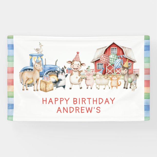 Farm Animals Birthday Party Banner (Horizontal)