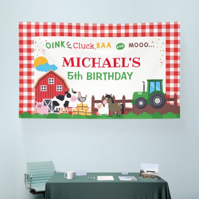 Farm animals birthday party banner backdrop (Tradeshow)