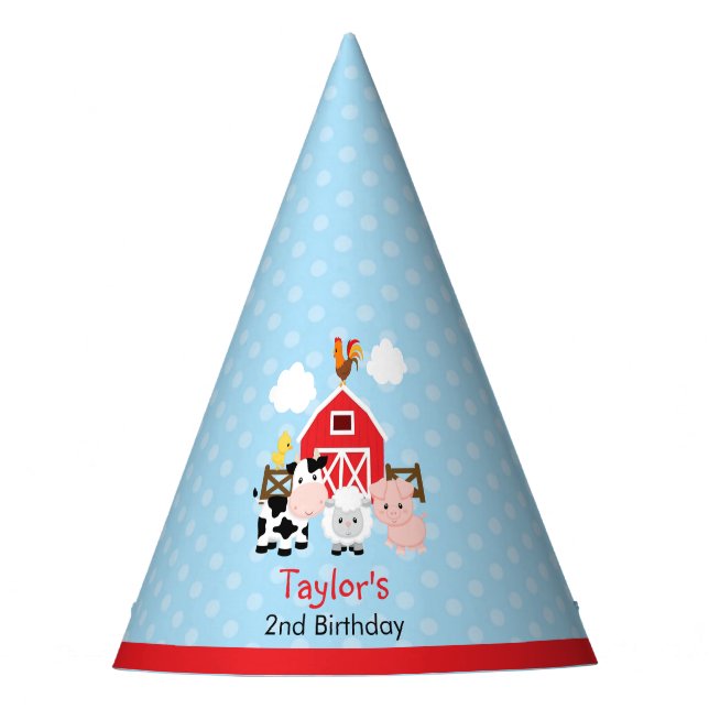 Farm Animals Birthday Party Boys Paper Hats (Front)