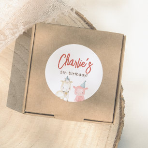 Farm Animals Birthday Party Classic Round Sticker