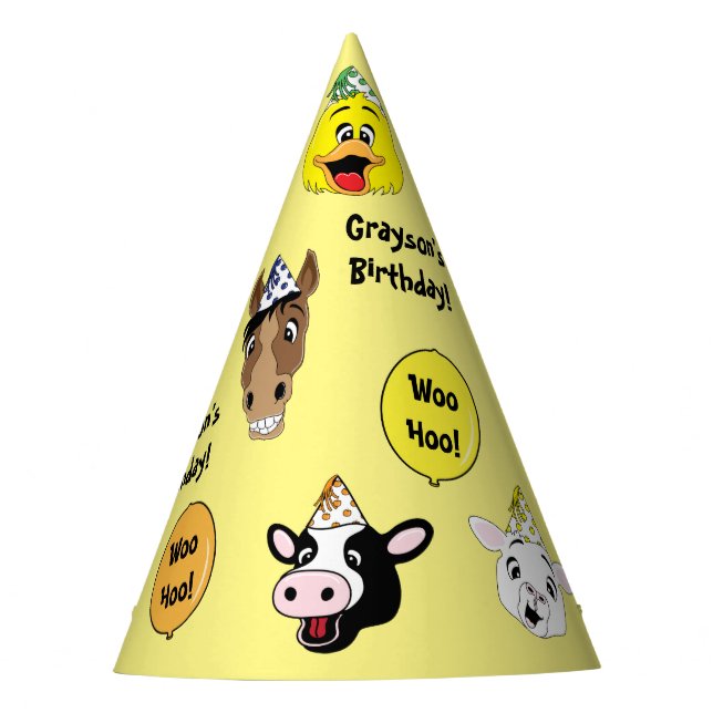 Farm Animals Birthday Party Hat (Front)