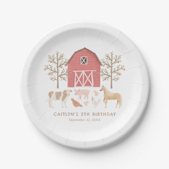 Farm Animals Birthday Party Paper Plate (Front)