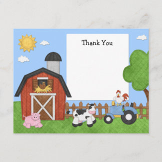 Farm Animals Birthday Party Thank You Card