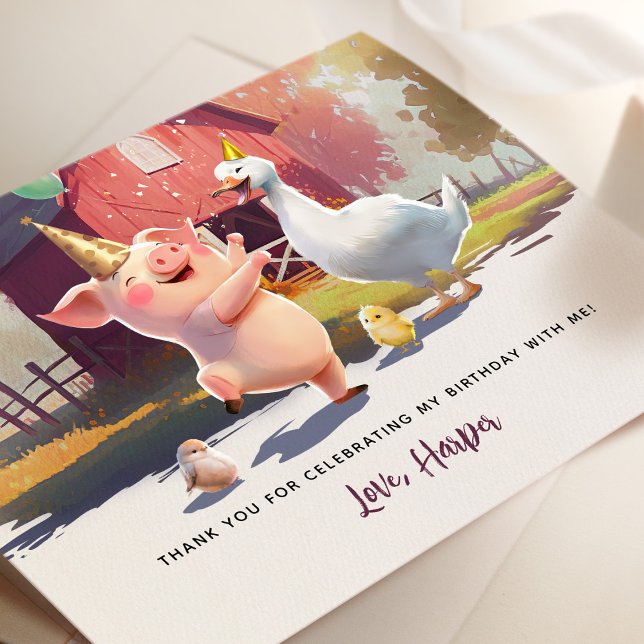 Farm Animals Birthday Party Thank You Card (Creator Uploaded)