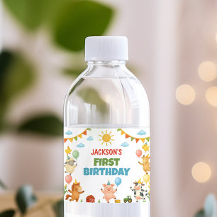 Farm Animals Birthday Party Water Bottle Label