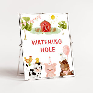 Farm animals birthday party Watering hole Poster