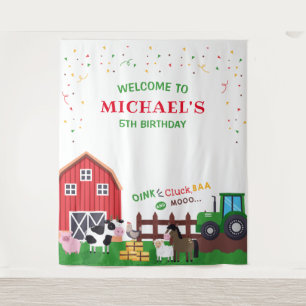 Farm animals birthday photobooth backdrop banner tapestry