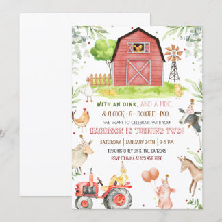 Farm Animals Boy Birthday Invation Invitation