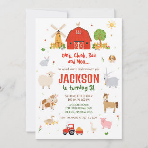 Farm Animals Boy Birthday Invitation