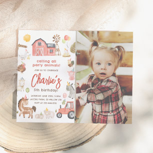 Farm Animals Budget Photo Birthday Invitation