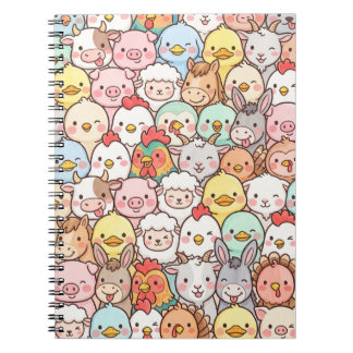 Farm Animals Cartoon Pattern Notebook
