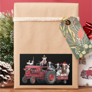 Farm Animals Christmas Truck Country Tractor Xmas Sticker