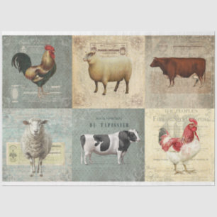 Farm animals collage tissue decoupage paper 