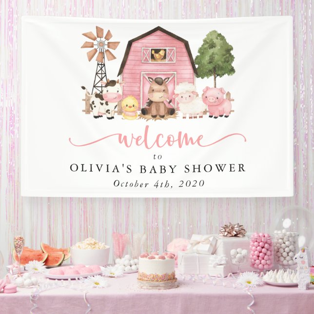 Farm Animals, Cute Animals, Baby Shower Welcome Banner (Party)
