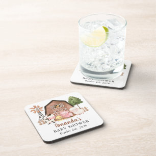 Farm Animals, Cute Animals, Barn, Baby Shower Coaster