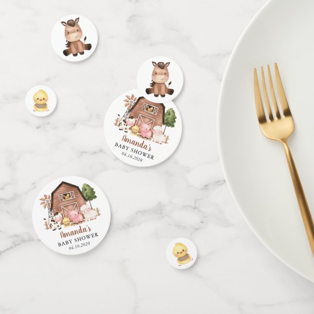 Farm Animals, Cute Animals, Barn, Baby Shower Confetti (Group)