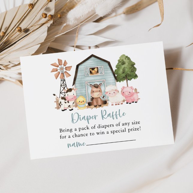 Farm Animals, Cute Animals, Barn, Diaper Raffle Enclosure Card (Creator Uploaded)