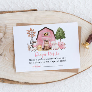 Farm Animals, Cute Animals, Barn, Diaper Raffle Enclosure Card