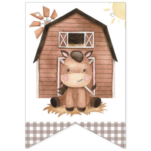Farm Animals, Cute Animals, Barn, First Birthday Bunting Flags