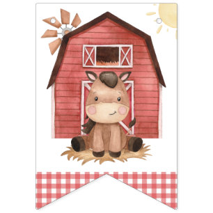 Farm Animals, Cute Animals, Barn, First Birthday Bunting Flags