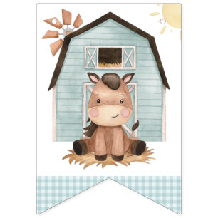 Farm Animals, Cute Animals, Barn, First Birthday Bunting Flags
