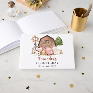 Farm Animals, Cute Animals, Barn, First Birthday Guest Book