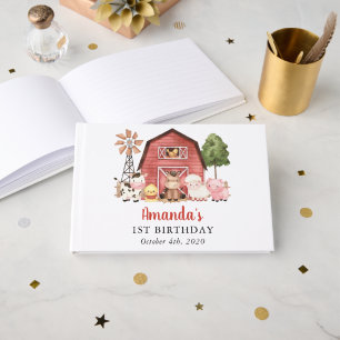 Farm Animals, Cute Animals, Barn, First Birthday Guest Book