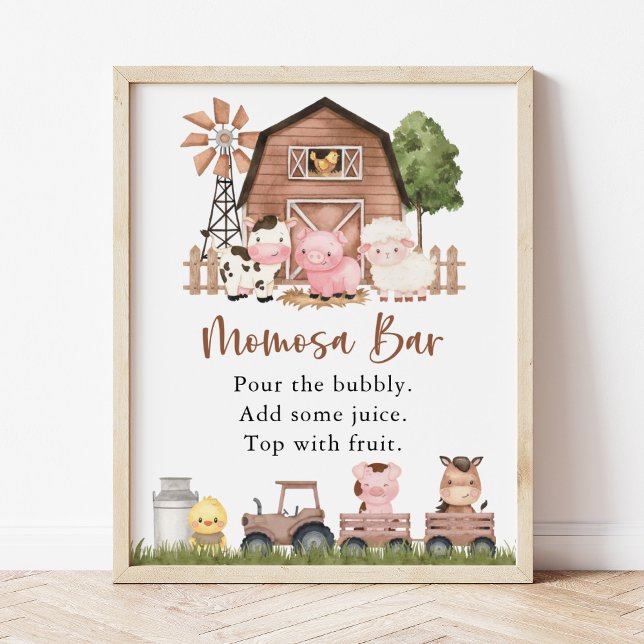 Farm Animals, Cute Animals, Brown Barn, Momosa Bar Poster (Creator Uploaded)