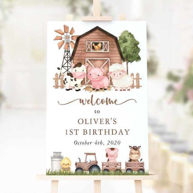 Farm Animals, Cute Animals, First Birthday Welcome Poster (Creator Uploaded)