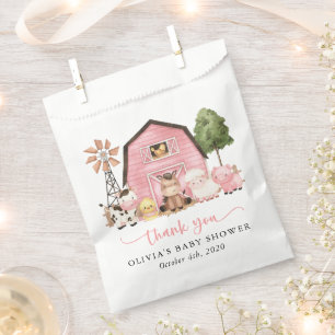 Farm Animals, Cute Animals, Pink Barn, Baby Shower Favour Bag