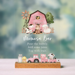 Farm Animals, Cute Animals, Pink Barn, Momosa Bar Acrylic Sign
