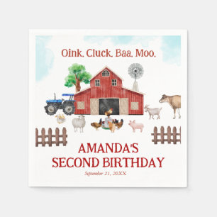 Farm Animals Cute Red Barnyard Farm Balloon Napkin