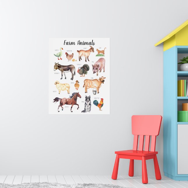 Farm Animals | Education Learning Classroom Poster (Nursery 1)