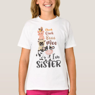 Farm Animals First Birthday Matching Sister Sis T-Shirt
