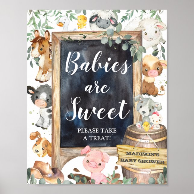 Farm Animals Greenery Babies are Sweet Take Treat Poster (Front)