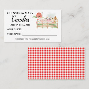 Farm Animals How Many Candies Baby Shower card
