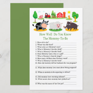 Farm animals How well do you know baby shower game